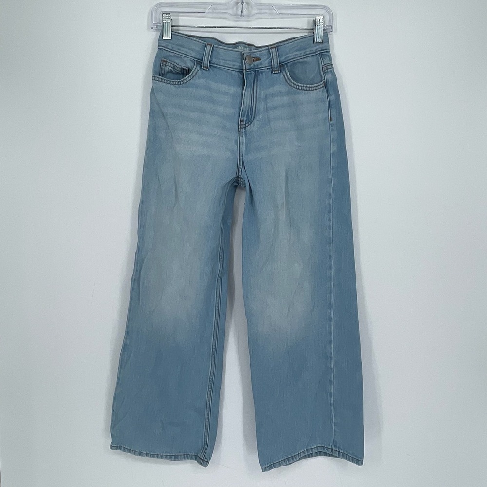 Weekend Academy Girl's Blue Light Wash Wide Leg School Baggy Denim Jeans Size 12
